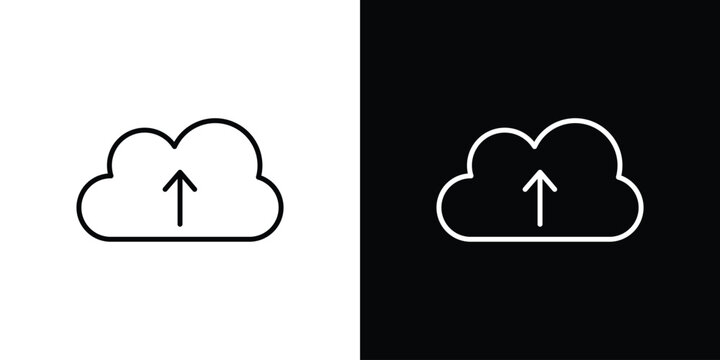 Cloud upload icon logo design in editable line strokes