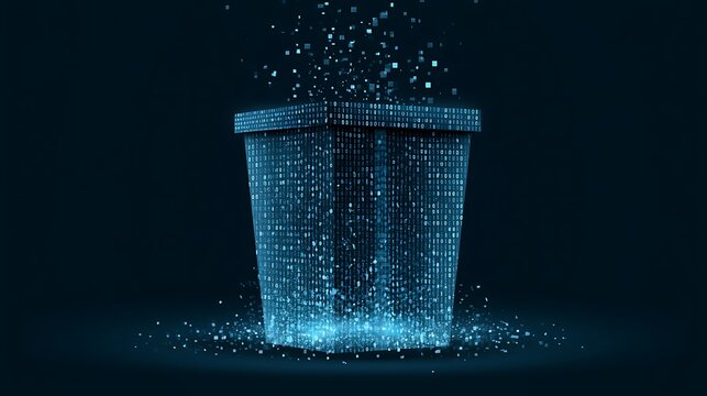 Digital data trash bin with binary code