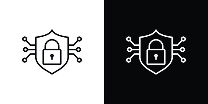 Cyber security icon logo design in editable line strokes