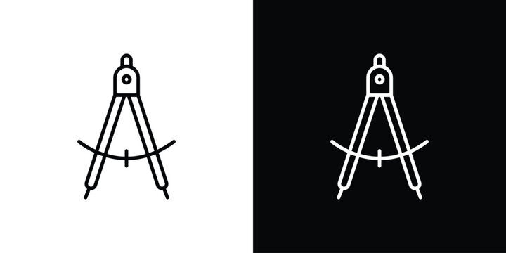Drafting compass icon logo design in editable line strokes