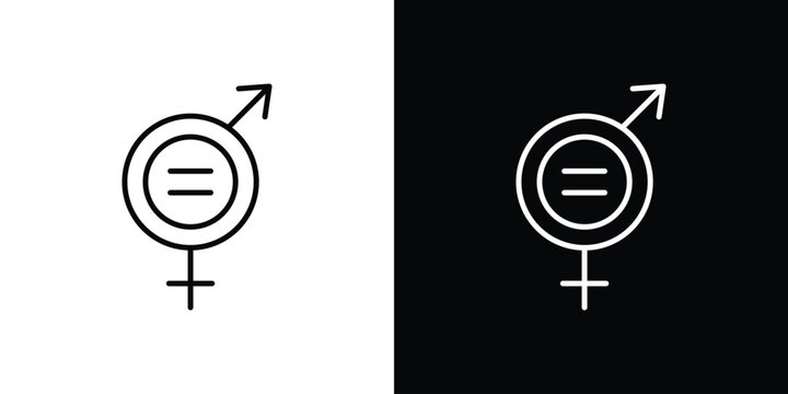 Equality icon logo design in editable line strokes