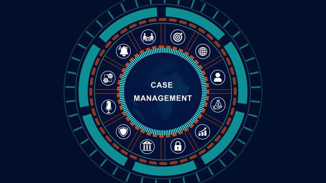 Case management business concept.Circuit board with Technology background. Business, Technology, Internet and network concept.investment financial growth concept. 4k quality animation video .