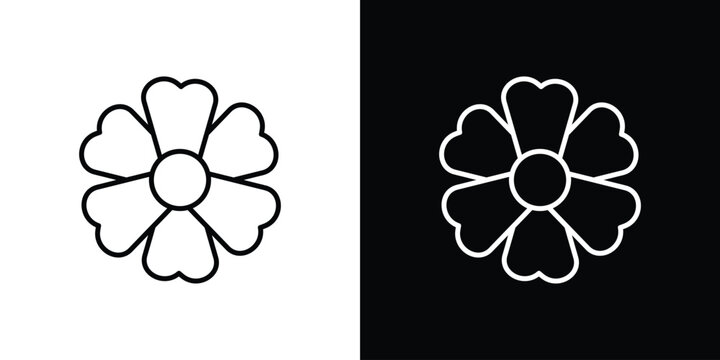 Flower icon logo design in editable line strokes