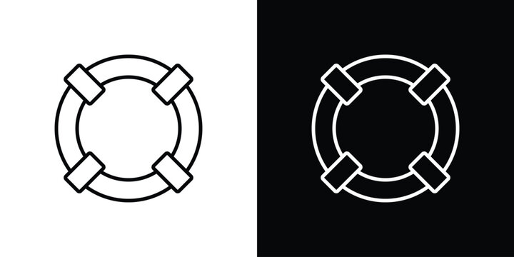 Life buoy icon logo design in editable line strokes