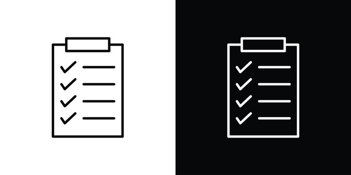 List check icon logo design in editable line strokes