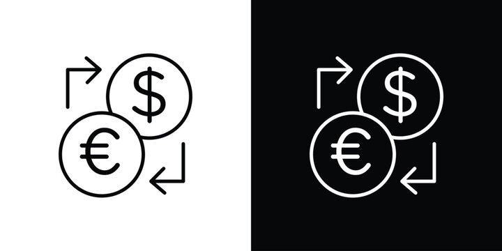 Money exchange icon logo design in editable line strokes