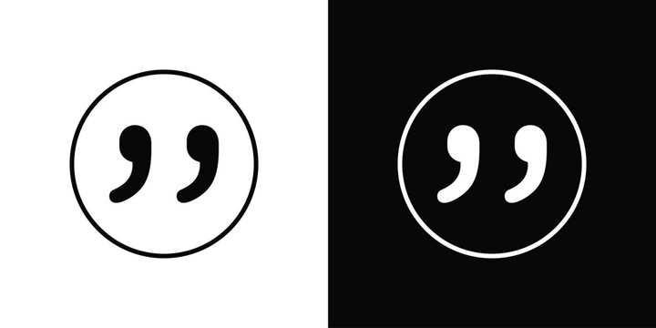 Quote right icon logo design in editable line strokes