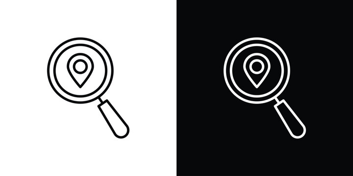 Search Location icon logo design in editable line strokes