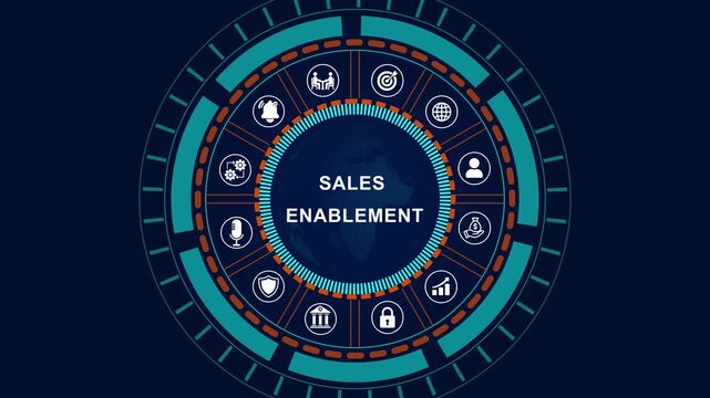 Abstract automation technology background. Business, Technology, Internet and network concept."SALES ENABLEMENT" a crucial business strategy for workforce business success growth. 4k quality animation