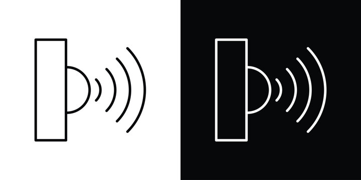 Sensor icon logo design in editable line strokes