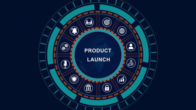 Abstract automation technology background. Business, Technology, Internet and network concept."PRODUCT LAUNCH" a crucial business strategy for workforce business success growth.4k quality animation