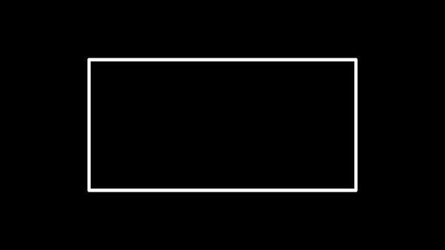 Simple white rectangle outline UI frame animation on transparent background. Alpha channel included