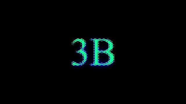 Neon Cyberpunk Glitch Text 3B Animated on Black Background Loop