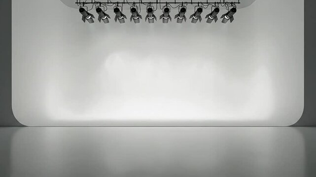 A studio lighting setup against a white backdrop.