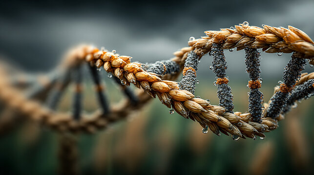 Close-up of genetically modified DNA double helix structure