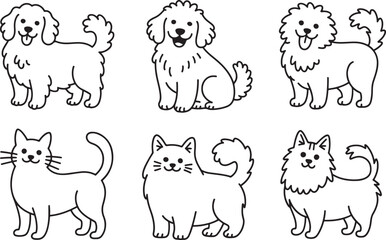 Obraz premium Set of cute cartoon dogs and cats