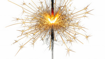 Obraz premium Brilliant Fourth of July Golden Sparkler Firework Fountain Isolated on White Background