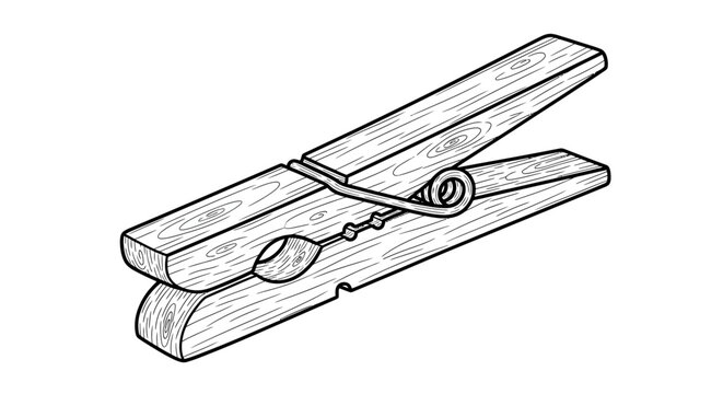 Classic wooden clothespin isolated on a white background