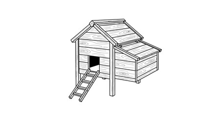 Handcrafted Wooden Chicken Coop in Rural Farm Setting © Zx Studio
