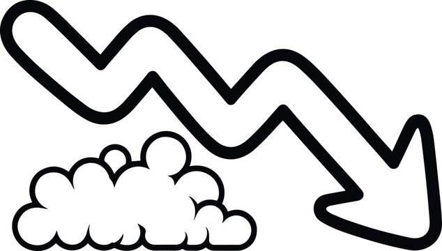 Downward arrow crashing into a cloud