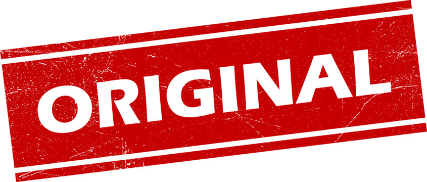 Red stamp with original text on white background for authenticity verification