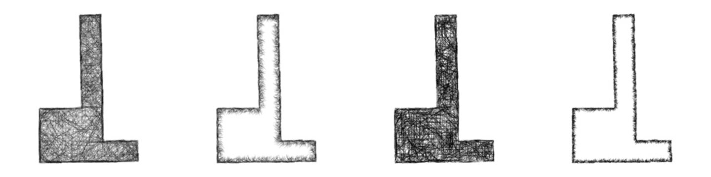 Monochrome sketch Ford County (Illinois) outline map design set
