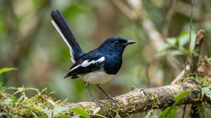 Fototapeta premium Oriental Magpie Robin Alert Posture Study