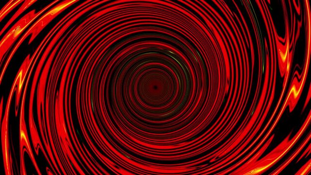 A vibrant digital artwork featuring a fiery vortex with swirling red, yellow, and black concentric circles