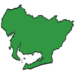 Obraz premium 愛知県地図 中国地方 緑色 筆タッチ 和風 西日本 / A brushstroke map of Aichi Prefecture / green