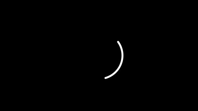 White loading circle animation on black background.4k video concept