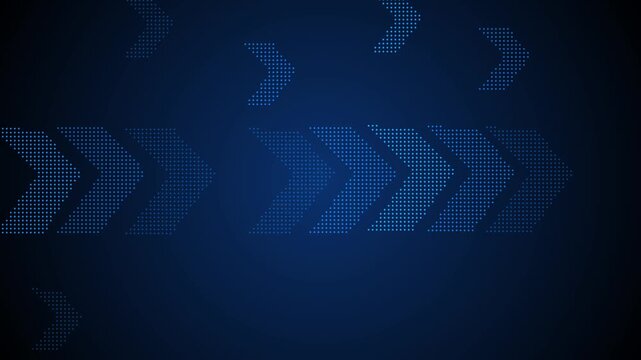 Abstract digital background with dotted right pointing arrows suitable for technology business and forward motion themes animation