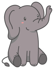 Fototapeta premium Elephant cute baby animal character with playful cartoon expression in vector outline style