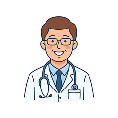 Fototapeta premium Friendly male physician in medical uniform with stethoscope for professional healthcare services illustration