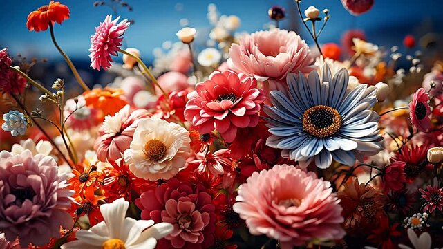 flower bouquet explosion fantasy scene abstract background