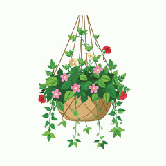 Obraz premium hanging flowerpot with flowers