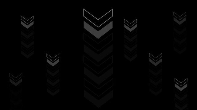 Dark abstract background with glowing chevron shapes and vertical light patterns animation