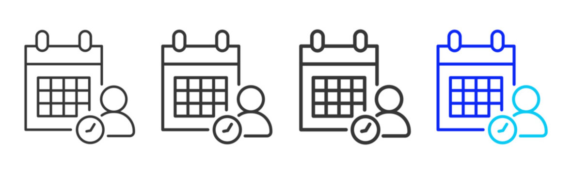 Shift Planner Icon Collection Creative Outline Style for Factory Management Manufacturing Process Quality Control Safety Audit Workflow System Trade Vector Sets