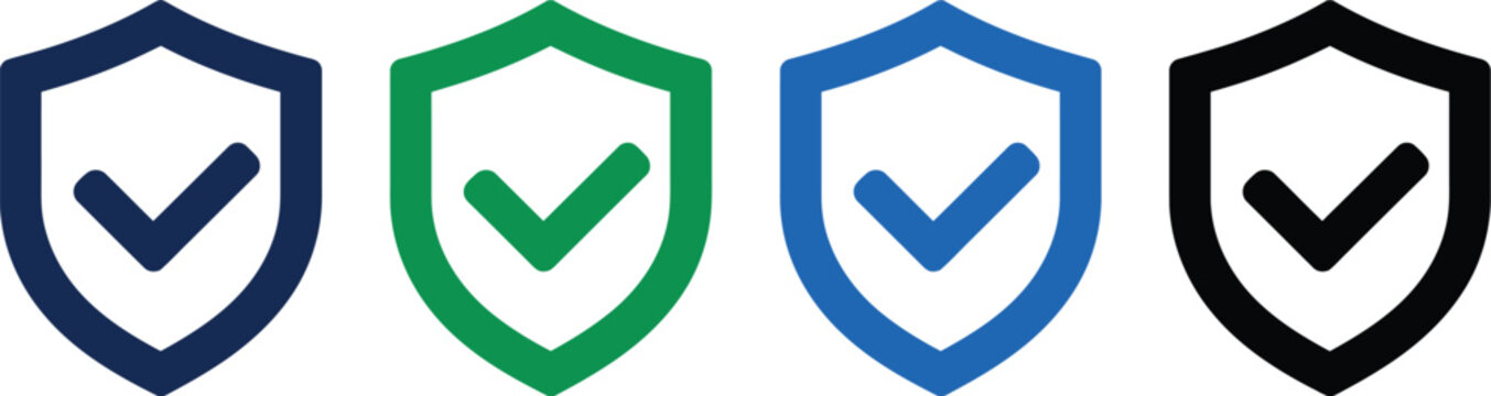 Shield vector icon set featuring protective security