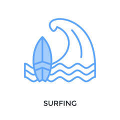 Surfing Icon Lineal Blue Style. Vector Illustration For Graphic Design © San D