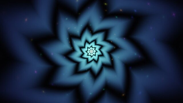 Colorful spiral design with layers and shapes in dark background