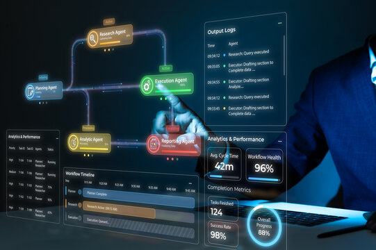 AI Agent Workflow Dashboard with Multi Agent Automation System and Analytics Interface