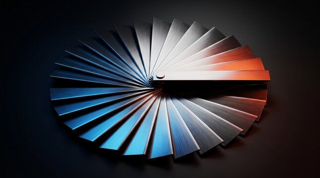 Colorful paint samples fan on dark background