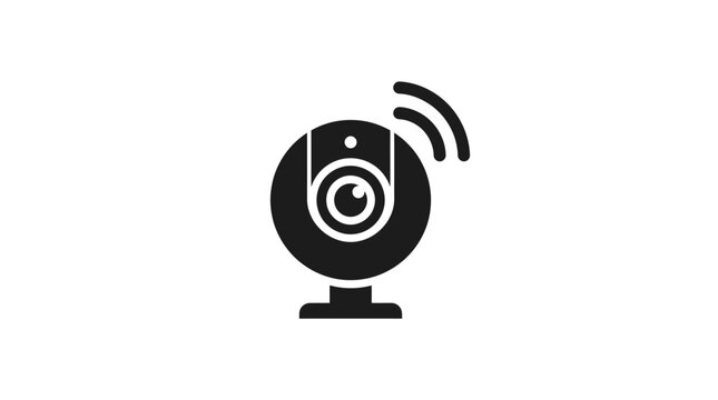Black and white security camera icon.
