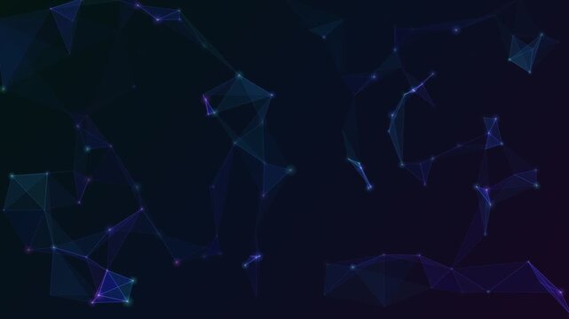 Motion design of blue lines and dots on a dark background