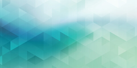 Obraz premium Abstract geometric background with turquoise gradient polygonal shapes. Modern minimalist backdrop with soft mosaic triangle pattern vector banner.