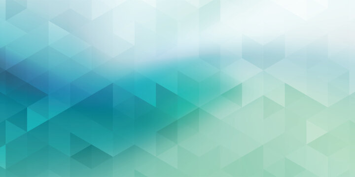 Abstract geometric background with turquoise gradient polygonal shapes. Modern minimalist backdrop with soft mosaic triangle pattern vector banner.