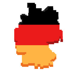 Fototapeta premium Pixel art map of Germany national flag colors retro 8-bit