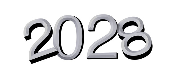 2028 design in 3D metallic style. Perfect for New Year greetings, business and financial © vegefox.com