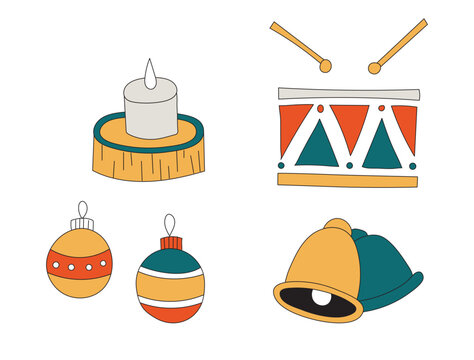 Christmas Decorations Icons &mdash; Baubles, Bell, Drum, Candle