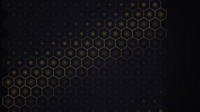 Visual pattern of overlapping hexagons with glowing effects